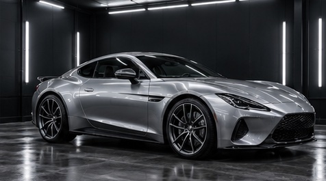 施工ブースに置かれたシルバーの車